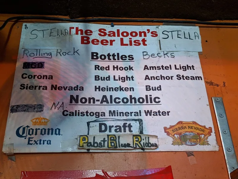 menu of The Saloon