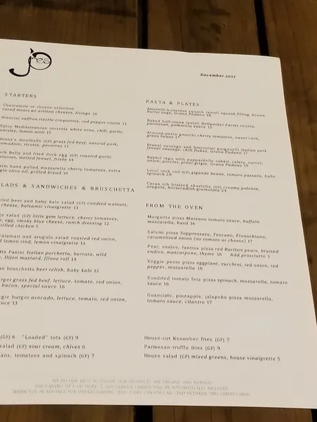 menu of 620 Jones