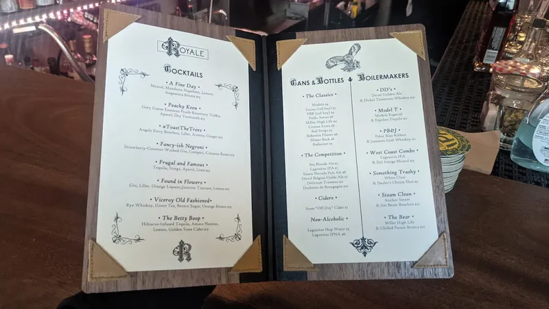 menu of The Royale