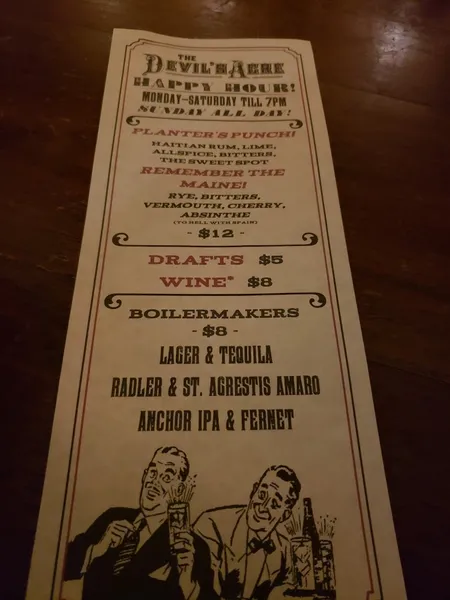 menu of The Devil's Acre