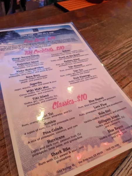 menu of Tiki Haven