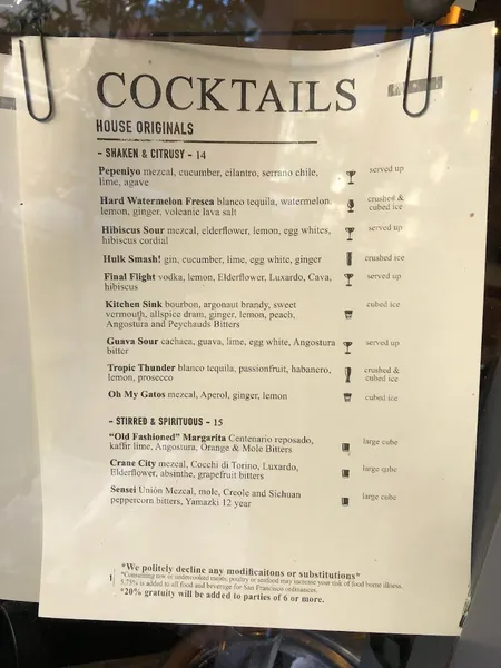 menu of Mezcalito