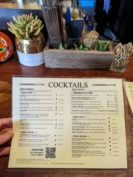 menu of Mezcalito