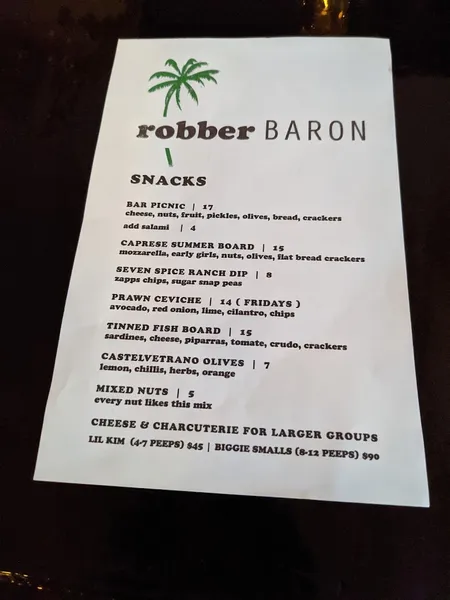 menu of robberbaron