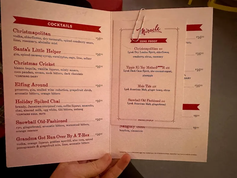 menu of Pacific Cocktail Haven