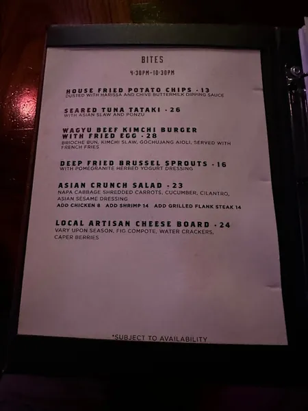 menu of Clock Bar