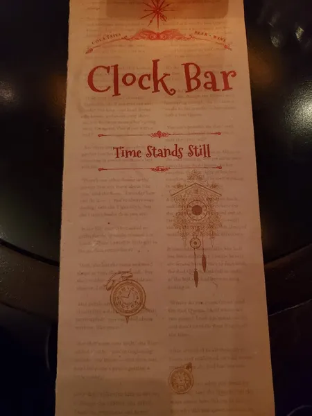 menu of Clock Bar