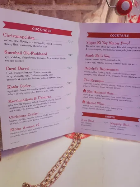 menu of Modernist Craft Cocktail Bar