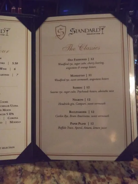 menu of The Standard