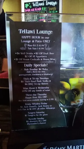 menu of Tellawi Lounge