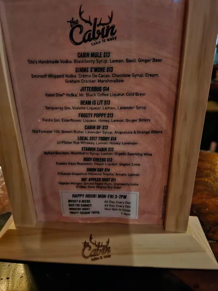 menu of The Cabin