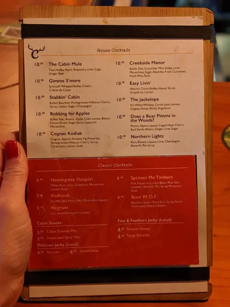 menu of The Cabin