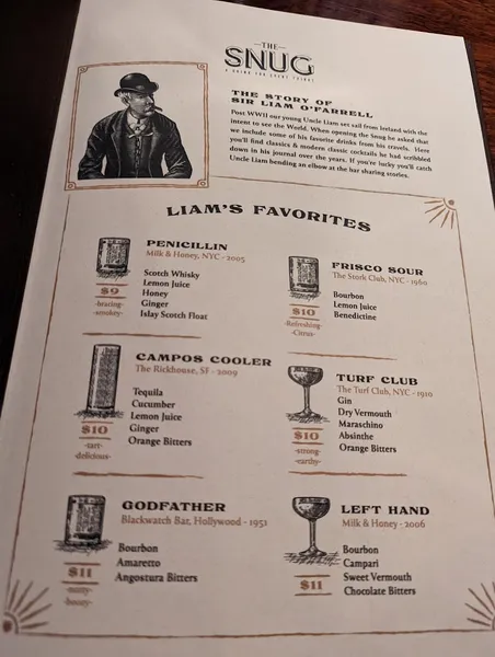 menu of The Snug