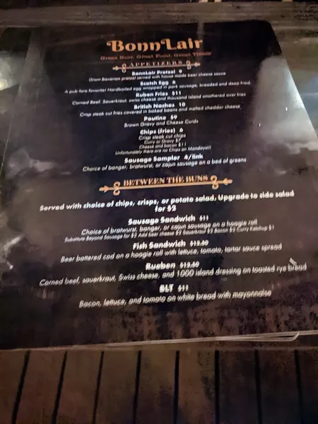 menu of Bonn Lair