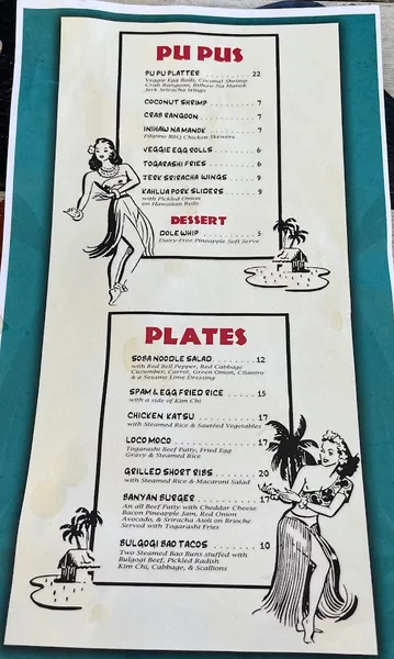 menu of The Jungle Bird