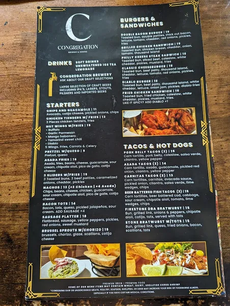 menu of Congregation Brewery & Cocina - Long Beach