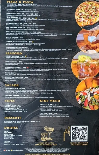 menu of Congregation Brewery & Cocina - Long Beach