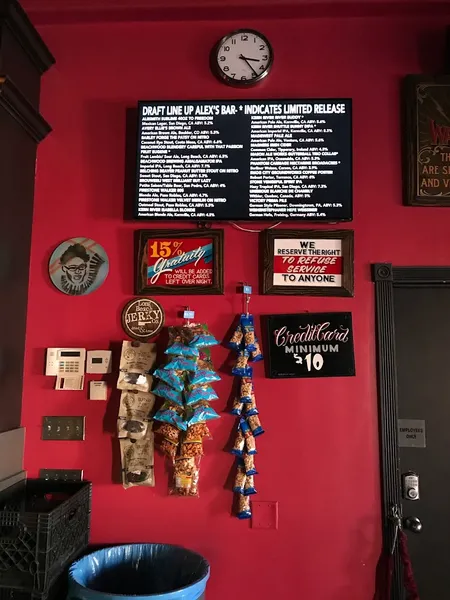 menu of Alex's Bar