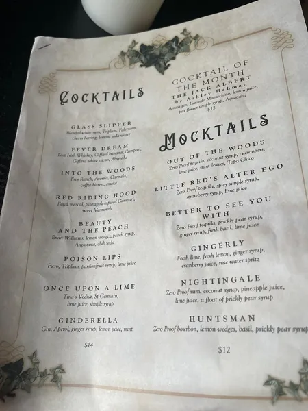 menu of The Wicked Wolf