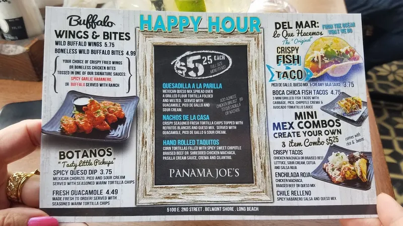 menu of Panama Joe's