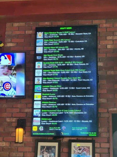 menu of Quinn's Pub & Grill