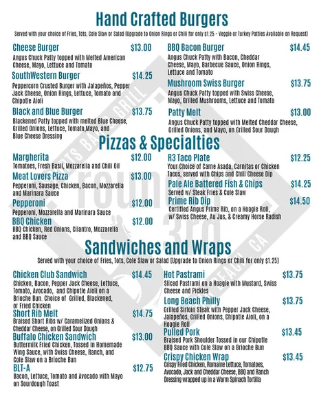 menu of Roundin' 3rd Sports Bar & Grill