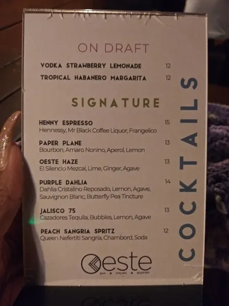 menu of Oeste - Bar