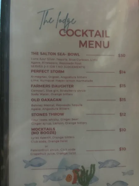 menu of The Lodge