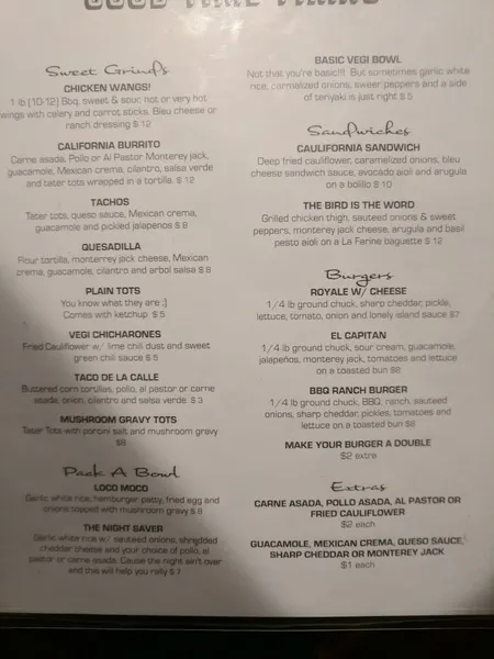 menu of The Lodge