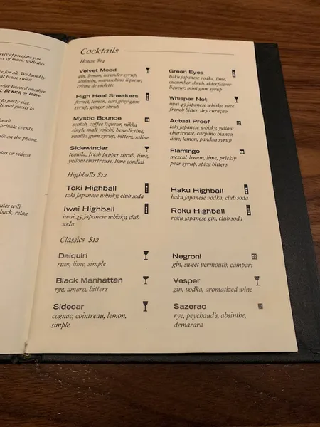 menu of Bar Shiru