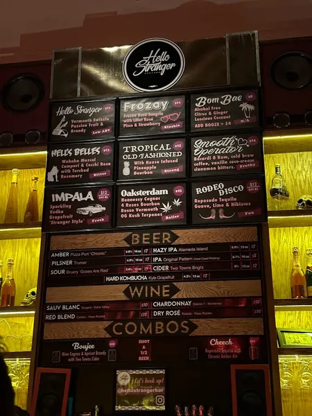 menu of Hello Stranger