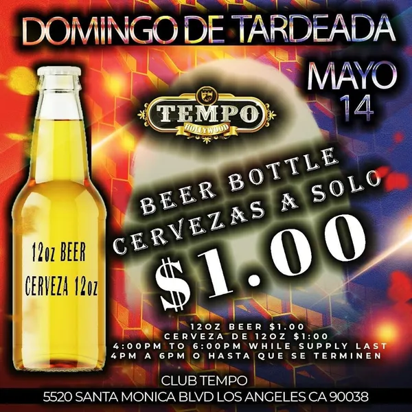 menu of Club Tempo