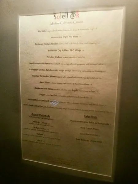 menu of Altitude Sky Lounge