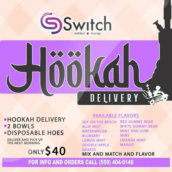 menu of Switch Lounge & Nightclub