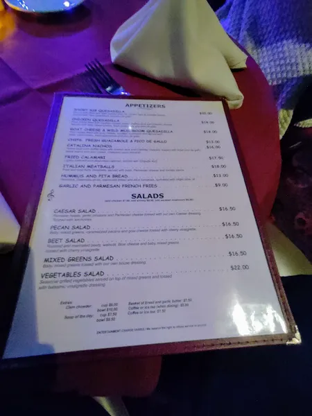 menu of Catalina Jazz Club