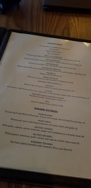 menu of Sheba Jazz Lounge