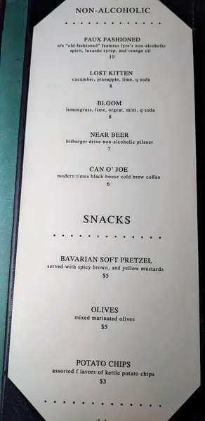 menu of Bar Henry