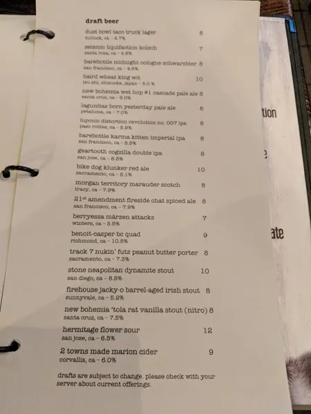 menu of 20twenty cheese bar