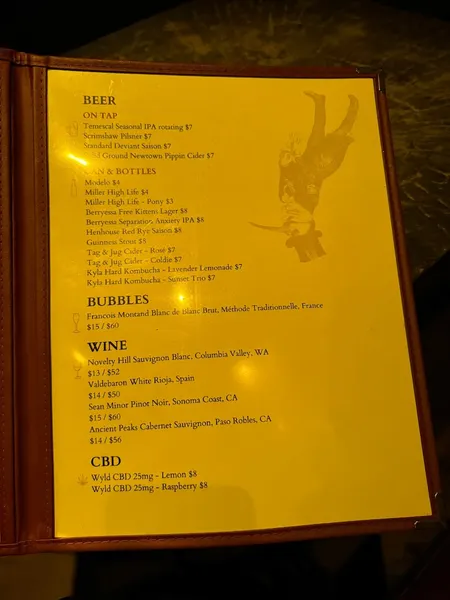 menu of Blackbird