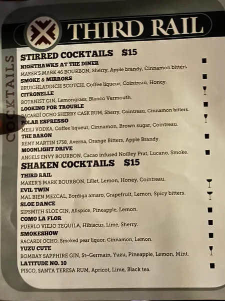 menu of Third Rail