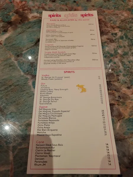 menu of Moongate Lounge