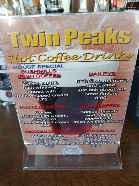 menu of Twin Peaks Tavern