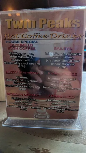 menu of Twin Peaks Tavern