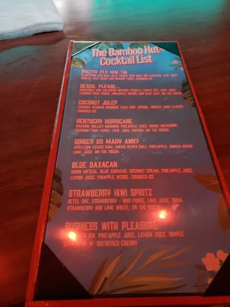 menu of Bamboo Hut