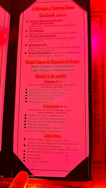 menu of Paris 75