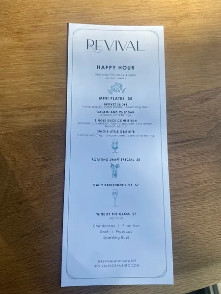 menu of Revival