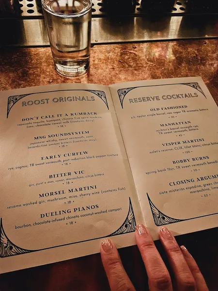 menu of The Roost