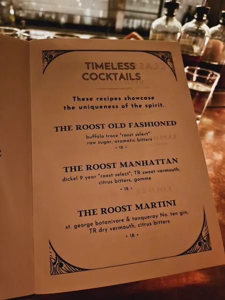 menu of The Roost