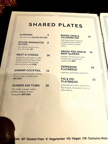 menu of Top of the Hyatt