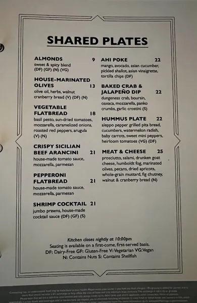 menu of Top of the Hyatt